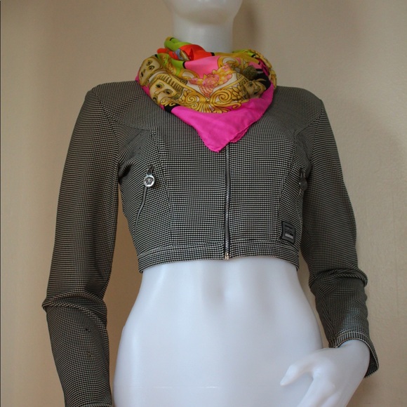 🩶 Vintage '90s Versace Jeans Couture Cropped Zippered Jacket - Picture 8 of 15